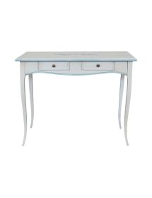 Consolle legno shabby bianco anticato filo azzurro pavoncella 101X55x80