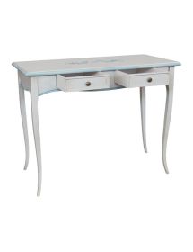 Consolle legno shabby bianco anticato filo azzurro pavoncella 101X55x80