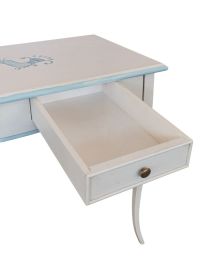 Consolle legno shabby bianco anticato filo azzurro pavoncella 101X55x80