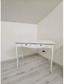Consolle legno shabby bianco anticato filo azzurro pavoncella 101X55x80