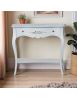 Consolle 1 cassetto legno shabby bianco anticato decorato azzurro 100X40x87