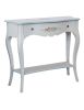 Consolle con specchio legno shabby bianco anticato decorato azzurro 100X40