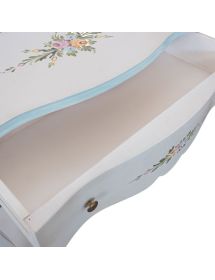 Consolle con specchio legno shabby bianco anticato decorato azzurro 100X40