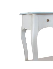 Consolle con specchio legno shabby bianco anticato decorato azzurro 100X40