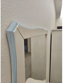 Consolle con specchio legno shabby bianco anticato decorato azzurro 100X40
