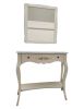 Consolle con specchio legno shabby bianco anticato decorato azzurro 100X40