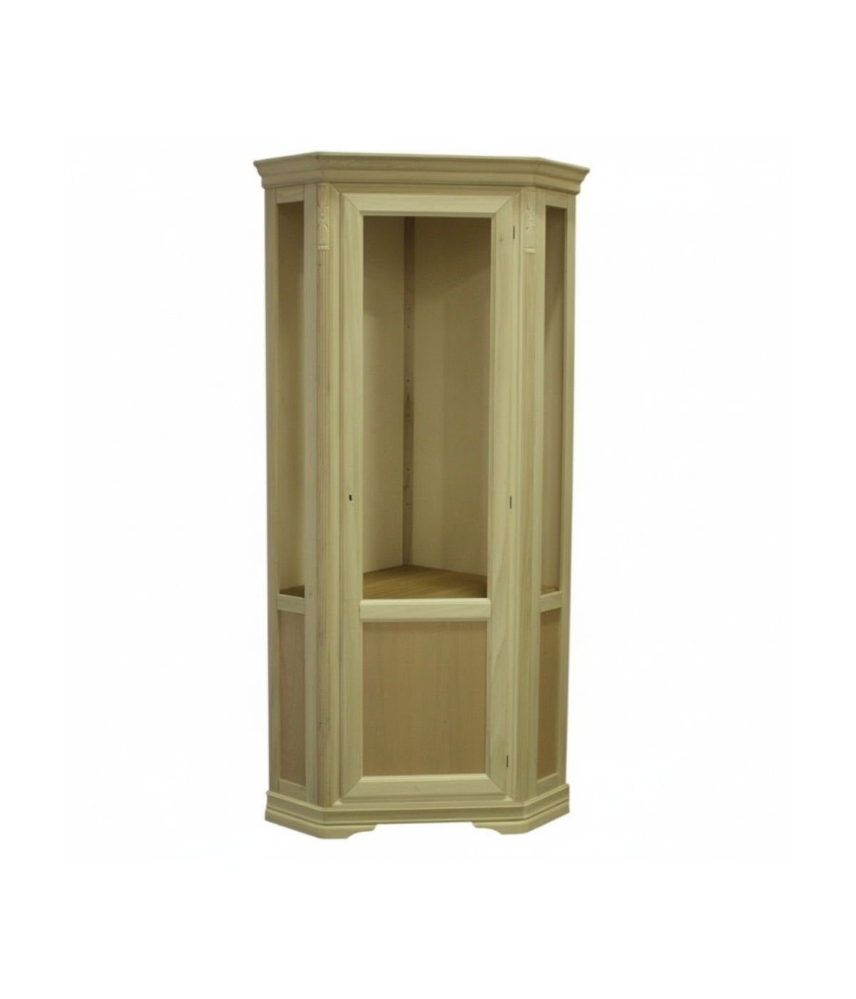 Vetrina angolo legno classico 1 porta grezzo L.76 X 76 H.215