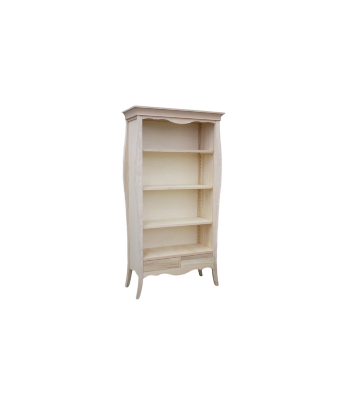Libreria classica 3 ripiani 2 cassetti legno grezzo L.106 P.47 H.204
