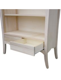 Libreria classica 3 ripiani 2 cassetti legno grezzo L.106 P.47 H.204