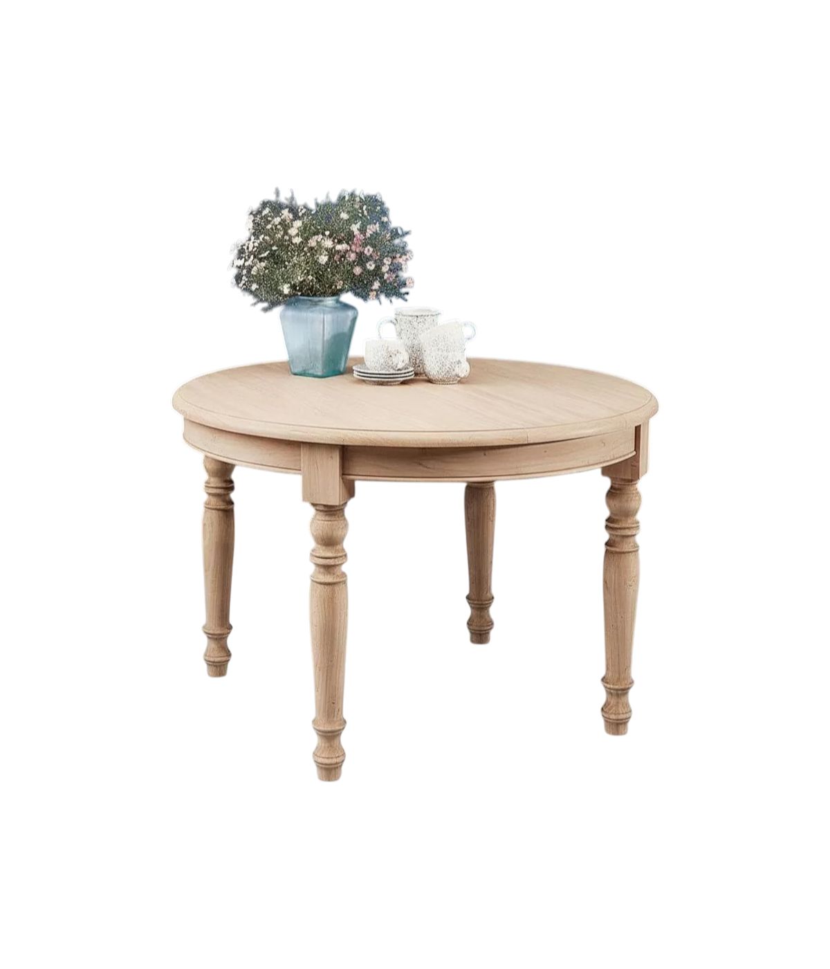 TAVOLO ROTONDO ALLUNGABILE LEGNO GREZZO DIAMETRO 120X120H.80