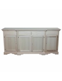 Credenza 4 porte 4 cassetti Legno grezzo 200x45x93