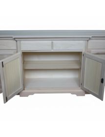 Credenza 4 porte 4 cassetti Legno grezzo 200x45x93