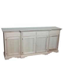 Credenza 4 porte 4 cassetti Legno grezzo 200x45x93