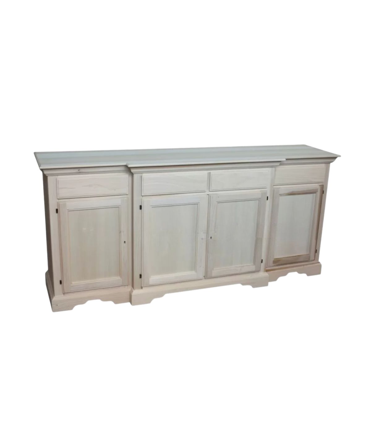 Credenza 4 porte 4 cassetti Legno grezzo 200x45x93