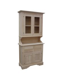 Cristalliera legno arte povera 2 ante 2 cassetti intarsio L.135 P.50 H.208