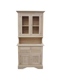 Cristalliera legno arte povera 2 ante 2 cassetti intarsio L.135 P.50 H.208