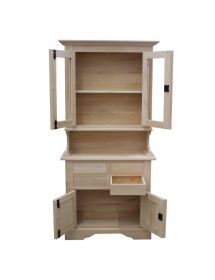 Cristalliera legno arte povera 2 ante 2 cassetti intarsio L.135 P.50 H.208