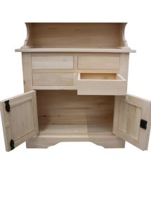 Cristalliera legno arte povera 2 ante 2 cassetti intarsio L.135 P.50 H.208