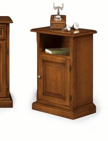 Comodino porta telefono 1 cassetto Legno grezzo 51x37x77