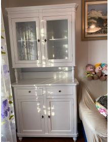 CRISTALLIERA ARTE POVERA 2 PORTE IN LEGNO SHABBY BIANCO 104X43X205 ...