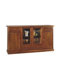 MOBILI 2G - MADIA CREDENZA 4 PORTE LEGNO TINTA NOCE L.205 P.49 H.113 VISTA FRONTALE