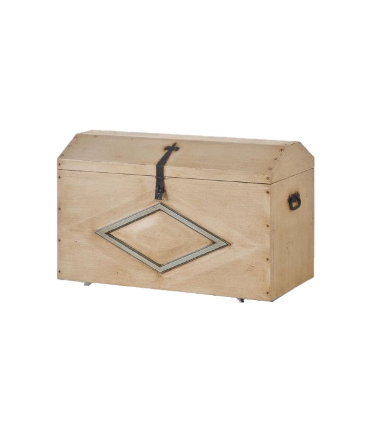 MOBILI 2G - BAULE IN LEGNO AVORIO E AZZURRO L.94 x P.47 H.60 vista frontale