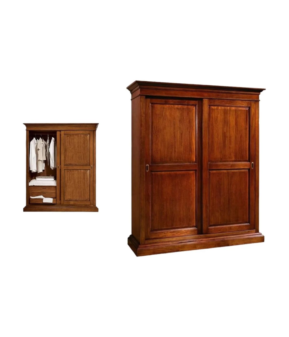 Armadio arte povera in legno 2 ante scorrevoli Cappello dritto 183x67x214