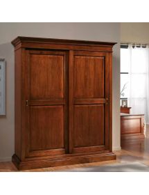 Armadio arte povera in legno 2 ante scorrevoli Cappello dritto 183x67x214