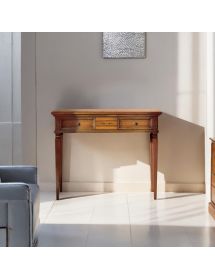 CONSOLLE CLASSICA IN LEGNO 2 CASSETTI INTARSIATA FINITURA BASSANO L.100 P.37 H.80