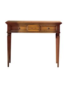 CONSOLLE CLASSICA IN LEGNO 2 CASSETTI INTARSIATA FINITURA BASSANO L.100 P.37 H.80