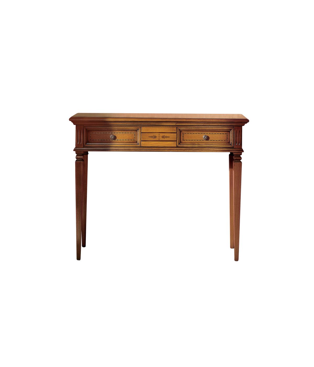 CONSOLLE CLASSICA IN LEGNO 2 CASSETTI INTARSIATA FINITURA BASSANO L.100 P.37 H.80