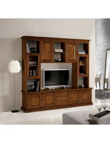 MOBILI 2G - LIBRERIA PORTA TV 8 PORTE ARTE POVERA IN LEGNO 260x60X240
