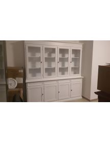 CRISTALLIERA CLASSICA 4 PORTE IN LEGNO SHABBY BIANCO 205X42X205 (1379)