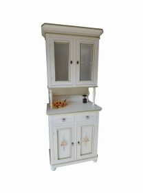 Cristalliera 2 ante legno shabby bianco decorato filo verde 82x43x205