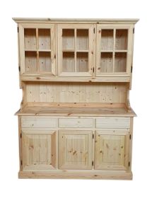 Cristalliera 3 ante legno di pino massello grezzo L.147 P.43 H.195