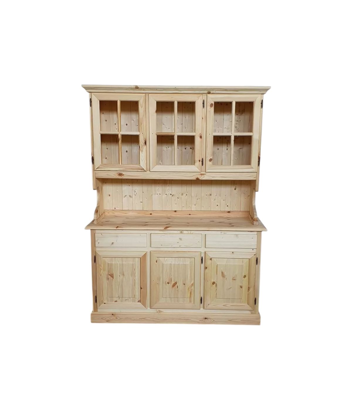 Cristalliera 3 ante legno di pino massello grezzo L.147 P.43 H.195