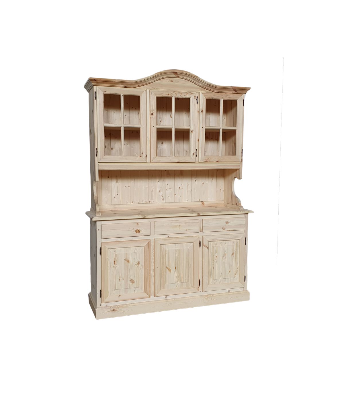 Cristalliera 3 ante legno di pino massello grezzo L.147 P.43 H.205