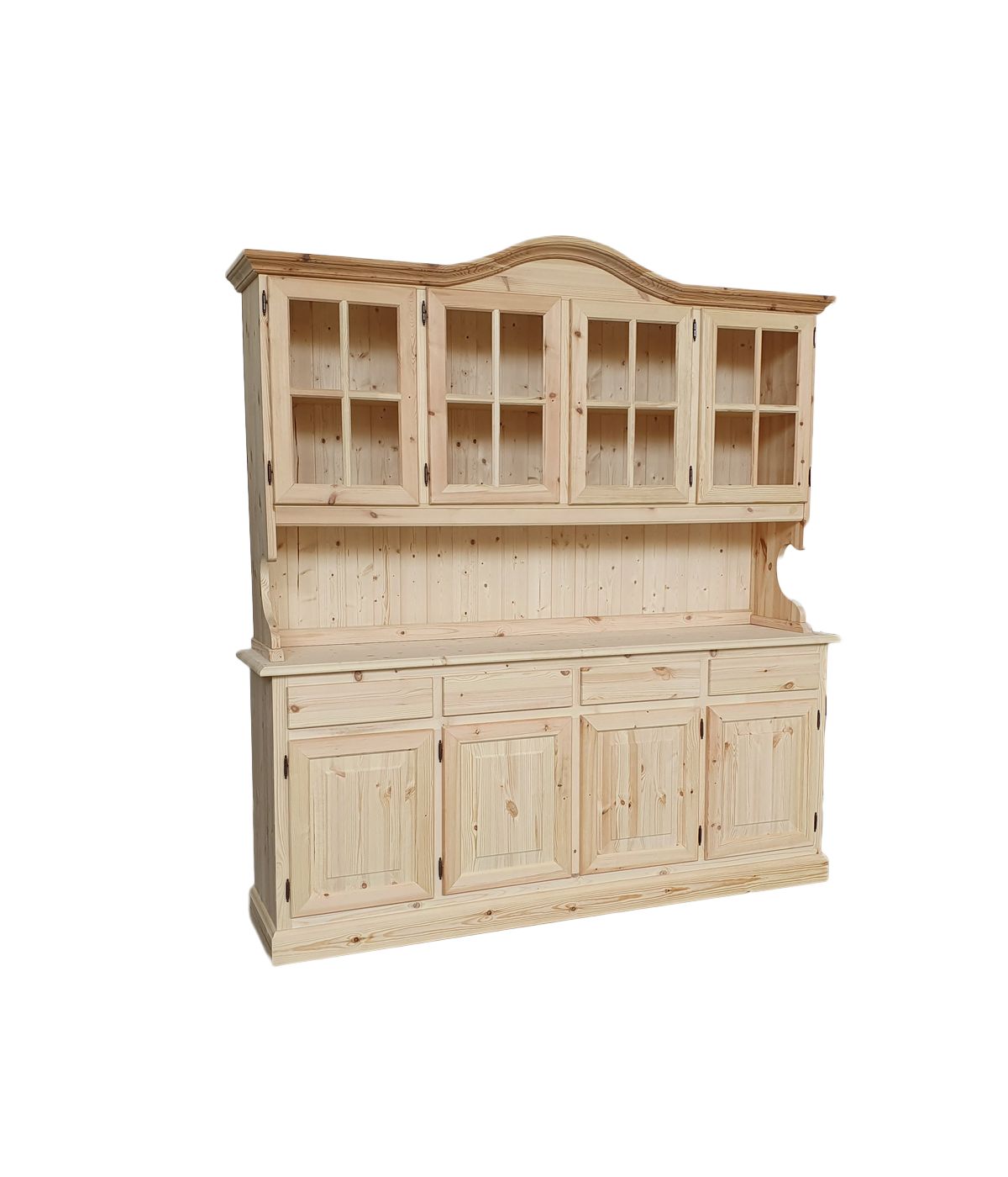 Cristalliera 4 ante legno di pino massello grezzo L.192 P.43 H.205