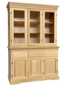 Cristalliera in legno 3 Ante Arte Povera grezzo intaglio L.150 P.47 H.214