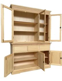 Cristalliera in legno 3 Ante Arte Povera grezzo intaglio L.150 P.47 H.214