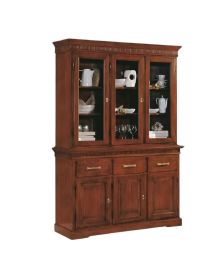 Cristalliera arte povera 3 porte legno tinta noce intaglio 150x47x214