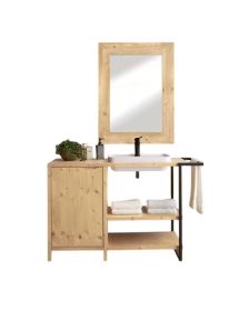 MOBILE BAGNO COMPLETO INDUSTRIAL CORTINA LEGNO ABETE 132X54X83