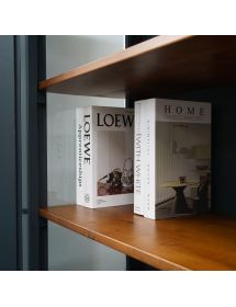 Vetrina 2 porte 2 cassetti shabby legno grigio e noce 102x42x191 (952)