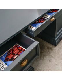 Scrivania classica 4 cassetti 1 porta legno tinta noce 170X80x80