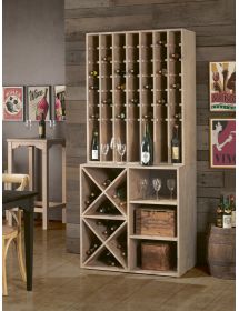 Cantinetta porta bottiglie Legno abete grigio chiaro venato 92x35/50x210
