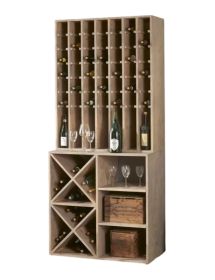 Cantinetta porta bottiglie Legno abete grigio chiaro venato 92x35/50x210