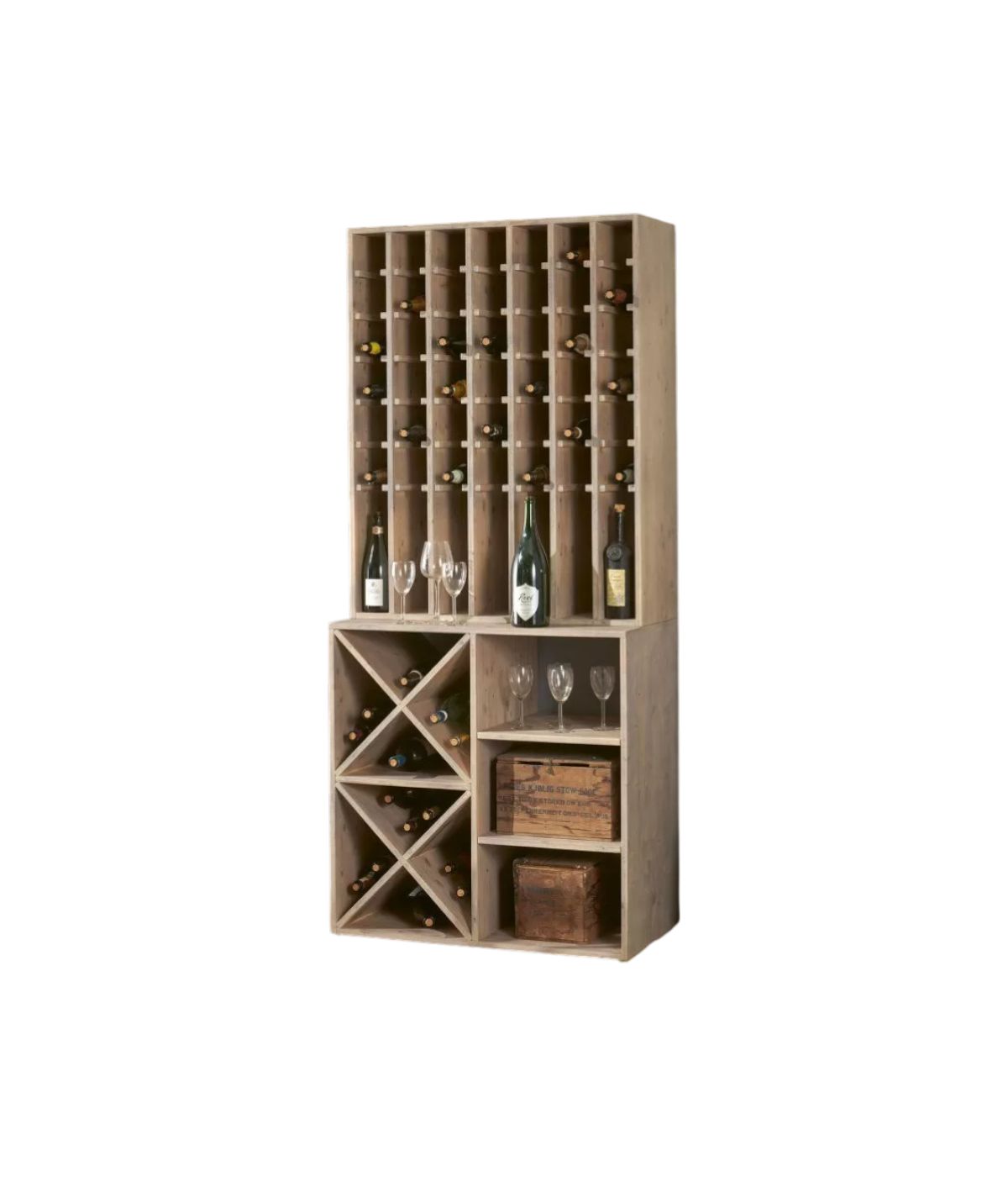 Cantinetta porta bottiglie Legno abete grigio chiaro venato 92x35/50x210