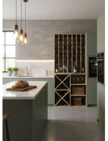 Cantinetta porta bottiglie Legno abete grigio chiaro venato 92x35/50x210