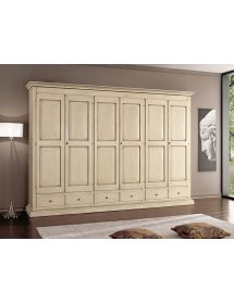 Armadio 6 porte classico in legno shabby vari colori 300x61x240