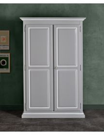 Armadio cucina arte povera legno 2 porte grigio filo bianco 135X70X210